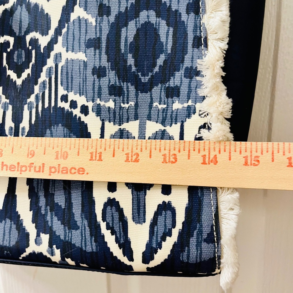 Spartina 449 Moonglade Boho Beach Tote Blue White Ikat Fringe 960675 Rope Straps - Picture 13 of 14